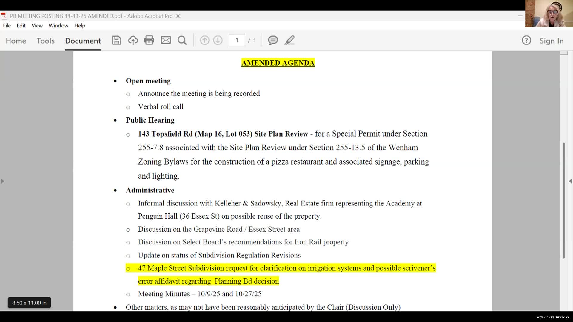 Wenham Planning Board 11.13.25