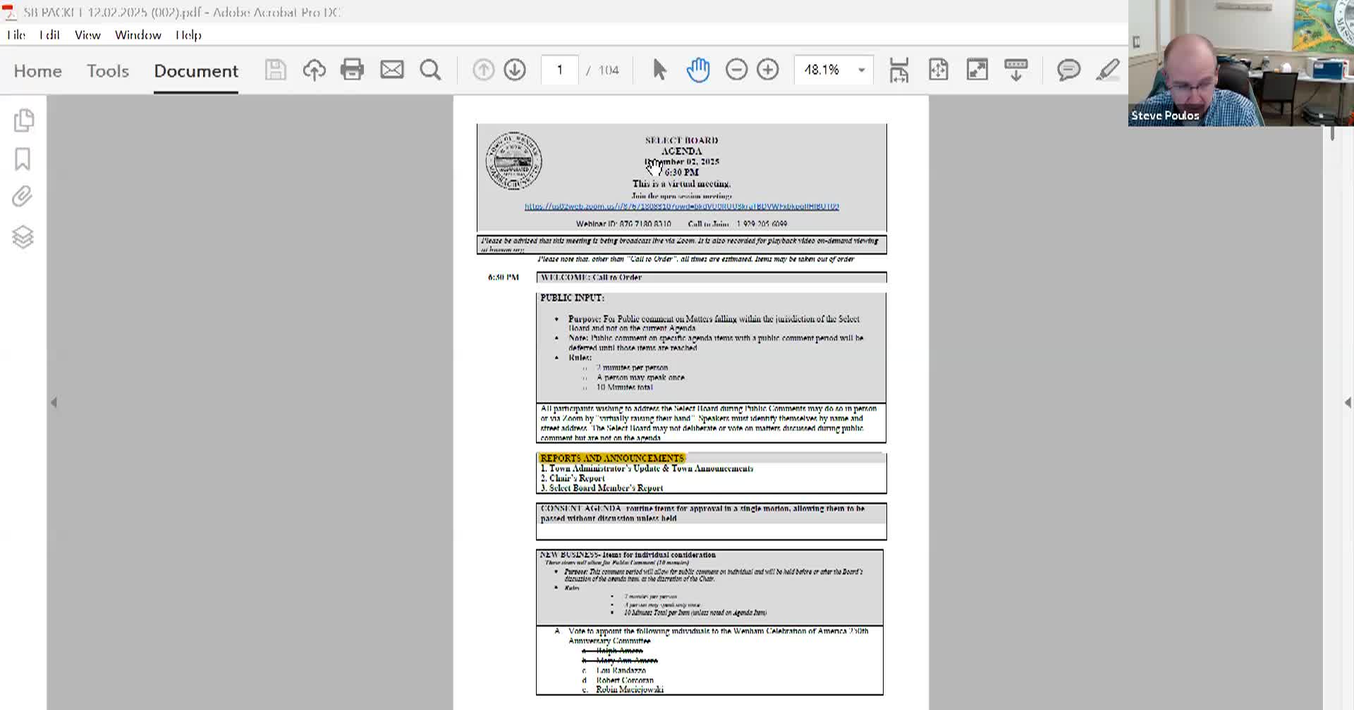 Wenham Select Board 12.2.25