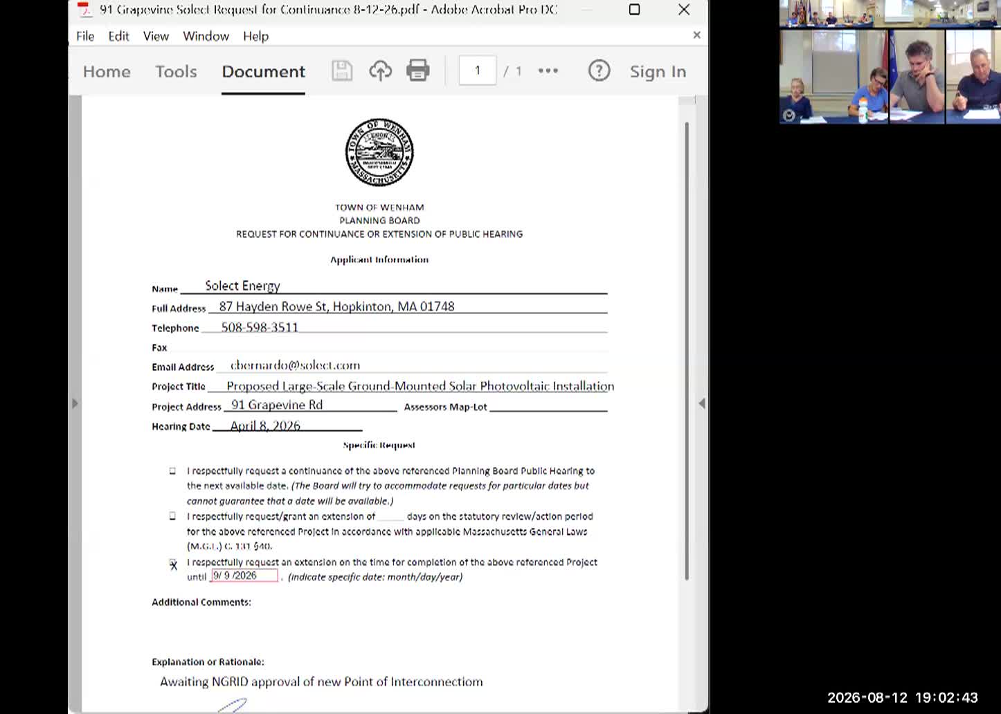 Wenham Planning Board 8.12.26